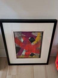 #87 Art Abstract - Red, Pink Black Frame