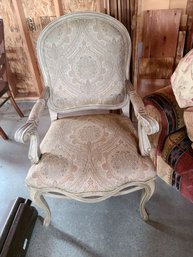 White Washed Side Chair With Tan Design
