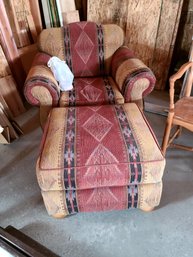 Soutwestern Chair And Ottoman With Wooden Legs