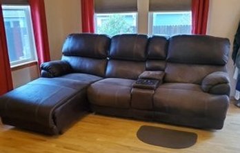Brown Sofa Chaise And Recliners Heat Massage Microfiber As Is