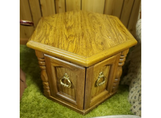 Octagon Wood Style Side Table As Is