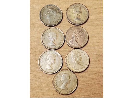Set Of 7 Canada 1 Cent 1949,1955,1963,1963,1964,1966,1969 Coins