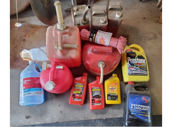 Car Fluids And Gas Containers