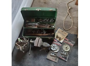 Green Metal Tool Box With Tools