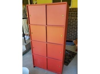 Red Wooden Cabinet Sliding Doors