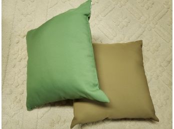 Set Of 2 Sq Pillows Green Brown