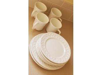 Italy P1 White Plates And Coffee Mug