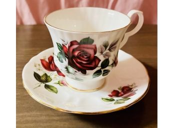 Red And Pink Floral Tea Cups & Japanese Sugar Cup