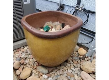 Pottery Flower Pot Gold Heavy 18.5'H X 18'W On Top