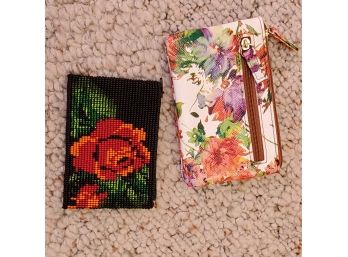 Set Of 2 Coin Purses : Floral & Rose Beaded