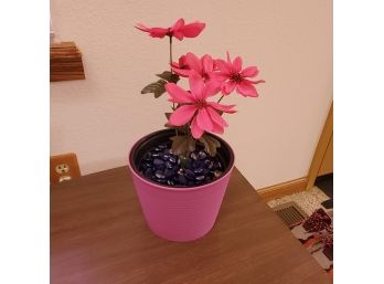 Pink Potted Faux Flowers