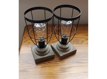 Set Of 2 Black Edison Bulb Table Lights