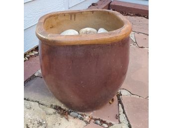 Pottery Flower Pot Brown Heavy 18.5'h X 18'w On Top