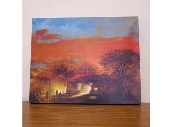 Church Scene From Leaning Tree Canvas Art