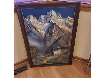 Oil Mountain Scene Framed