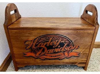 Harley Davidson Wood Storage Bench