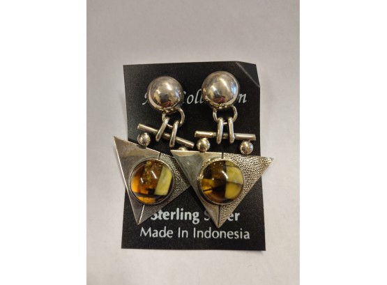 Mosaic Amber Earrings Triangles