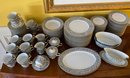 Lot 80- Sango Japan Black And White China Settings For 18  Spanish Lace And Extras