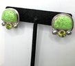 Lot 109- Echo Of The Dreamer Sterling Silver Peridot Pearls Green Stone Earrings