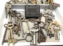 Lot 90K- Old Key Lot Working Yale Padlock Skeleton Vintage Brass Antique Keys