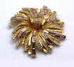 Lot 90I- Costume Goldtone & Pink Crystal Flower 3 Inch Brooch Pin