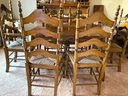 Lot 1 - Hale Rock Maple Round Dining Table And 6 Cape Ann Stenciled Ladderback Woven Rush Chairs Set