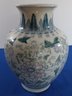 Lot 215- Vintage Asian / Chinese Ceramic Chinoiserie Floral Vase - Pink And Green - Made Bachma
