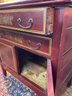 Lot 29- Vintage Red Chest Cabinet  With Stenciling, Stencils