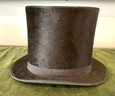 Lot 81-  1800s Antique Beaver Black Mens Top Hat From Paris