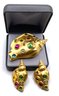 Lot 46- Vintage Signed JJ Shell Brooch Pin And Earrings Set With Gems
