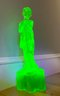 Lot 64ASES - 1930s Cambridge Glass Emerald Green Uranium 13 Inch Flower Frog Tall Bashful Girl