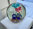 Lot 20 - Large Vintage Floral Flower Paperweight Bubbles Red White Blue