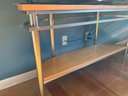 Lot 64- TV Entryway Console Table - Wood And Chrome Legs Half Moon Shape