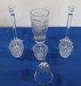 Lot 207- Crystal Lot - 7 Piece - Vases - Two Shannon Ireland Candle Stick Holders - Bowls - Bell