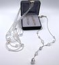 Lot 17- Pretty! Crystal Necklaces Multi Strand & Earrings Lot Of 3