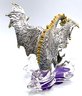 Lot 90G- The Franklin Mint Silver Fantasy Dragon Holding Crystal Figurine By Michael Whelan