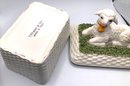 Lot 90E- Tiffany & Co Italy Porcelain Covered Lamb Basket Weave Box