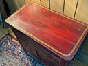 Lot 29- Vintage Red Chest Cabinet  With Stenciling, Stencils