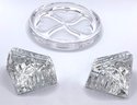 Lot 90- Waterford Crystal Fionns Knot Place Card Set & Crystal Trinket Dish
