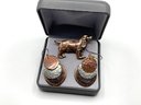 Lot 10- Copper Retriever Dog Pin & 3 Tone Copper Earrings