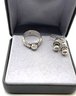 Lot 105- Sterling Silver Ring With Pearl & Earrings