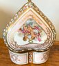 Lot 90A- Vintage Victorian Cherubs Trinket Jewelry Dresser Heart Shaped Hinged Box