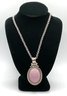 Lot 33- Costume Irish Side & Pink Stone Pendant On Vendome Chain - Two Sided