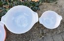 Lot 34- Vintage Pyrex Gooseberry White Pink  Bowls Set Of 3 Made In USA