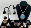 Lot 13- Costume Jewelry Lot Necklaces Crystal Bracelet Pendants Rings 24 Pieces