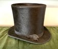 Lot 81-  1800s Antique Beaver Black Mens Top Hat From Paris
