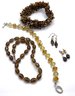 Lot 116- Crystal Jewelry Lot - Yellow Bracelet 2 Pair Earrings Necklace Beaded Bracelet