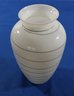 Lot 200- Post Modern Cambridge Art Glass Hand Blown Vase - White With Gray Stripe