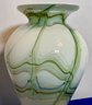 Lot 23- Tarnowiec Hand Made In Poland Art Glass Green Swirl Vase