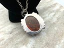 Lot 9- Sterling Silver With Amber Pendant Signed MFY